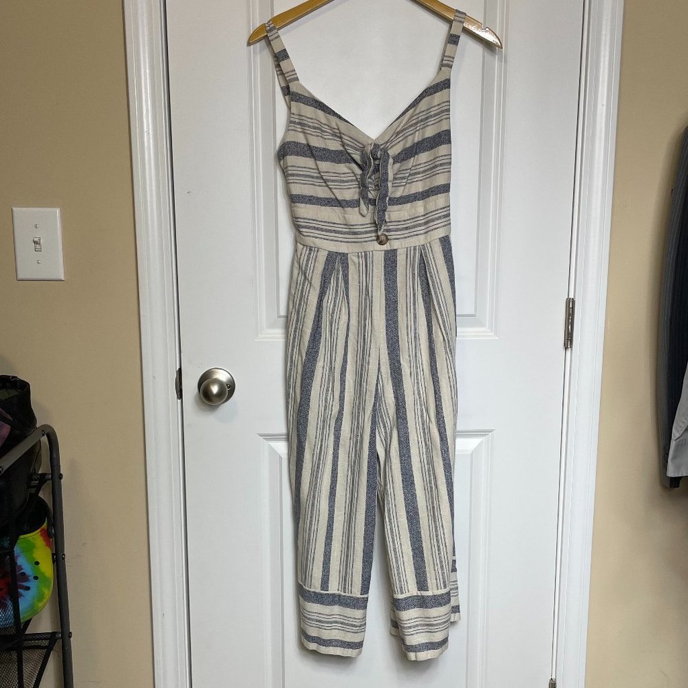 As U Wish Tank Strap Striped Jumpsuit XS
